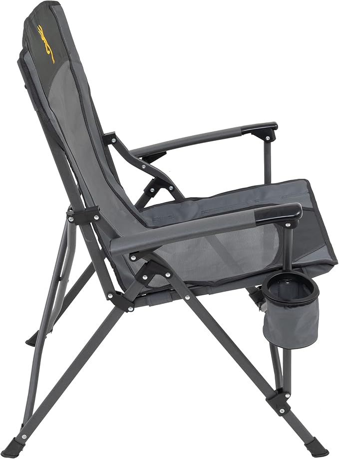 Browning Folding Camping Chairs for Adults - Durable Mesh Fabric Over Sturdy Powder Coated Steel Frame Armrests Cup Holder and Shoulder Carry Bag