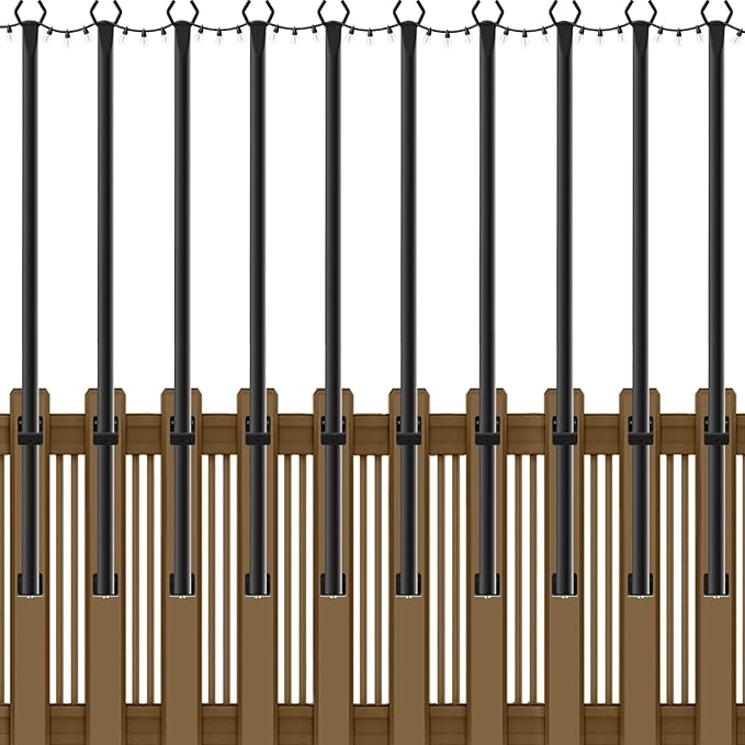 10 Pack String Light Poles5Ft Metal Poles for Outdoor String LightsOutdoor Light Poles with PostPoles/Stand for OutsidePatioDeckBackyardGarden WeddingParty