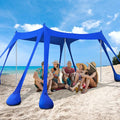 Beach Tent Sun Shelter 10x10ft Shade Canopy Sunshade UPF50+ with 8 Sandbags Sand Shovels Ground Pegs &amp Stability Poles Portable Carry Bag for Family PartyCampingFishingBackyardPicnics