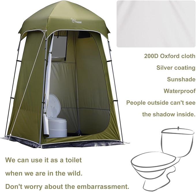 Vidalido Outdoor Camping Shower Tent Easy Setup Privacy Tent Changing Room Portable Camp Shower Tents for Camping with Floor Waterproof Privacy Shelters Camping Toilet Tent