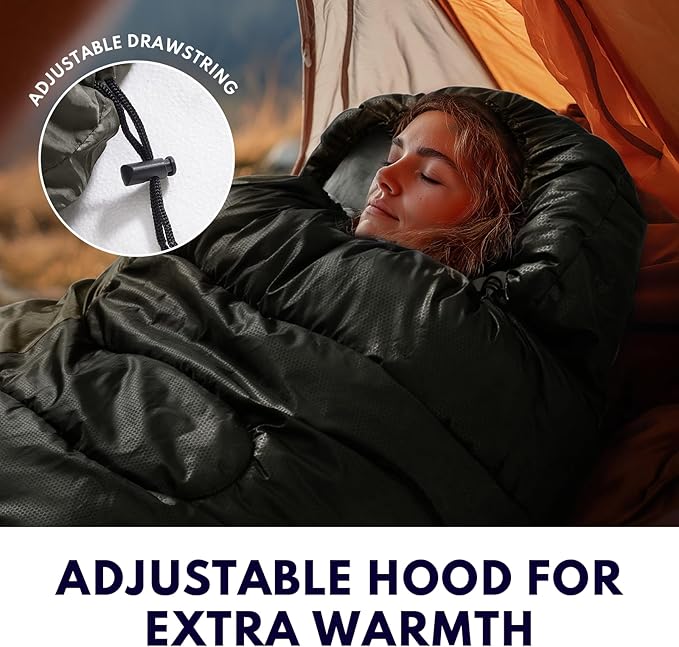 Sleeping Bags for Adults Cold Weather &amp WarmBackpacking Camping Sleeping Bag for Tall Girls BoysLightweightCompactWaterproof Camping Gear for TravelingHikingHotelOutdoor &amp Indoor
