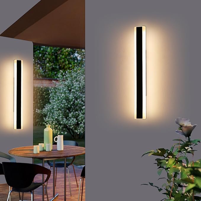 Mikeru 2pack 23.6inch Outdoor Wall Light Fixtures 10%-100% Dimmable Outdoor Wall Lights Exterior Front Porch Light 3000-6000k Wall Mounted Led Lighting for Basement ShopGarage Lighting