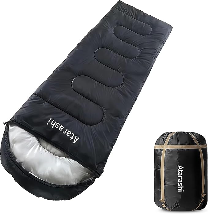 Atarashi Camping Sleeping Bag- 4 Seasons for Adults Light Warm Extra-Large with Compression Sack- Great for Hiking Backpacking &amp Outdoor Adventures