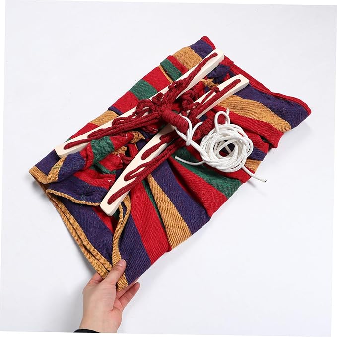 SUPVOX 1set Outdoor Canvas Hammock for Camping Hiking and Travel Portable and Stable Hanging Hammock Thickened Material for Backyard and Garden Use Single Stripe Design