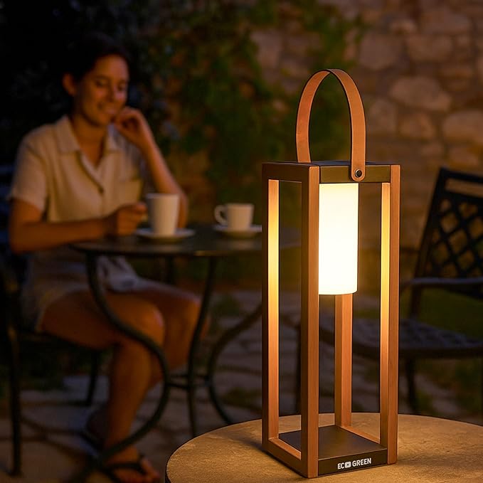 EcoGreen Solar Lantern with Handle for Outdoor Lighting – 7.87x22.83 in Waterproof Solar Light Warm White 8H Auto-On Portable for Patio Yard Pathway Camping &amp Porch (Single Pack)