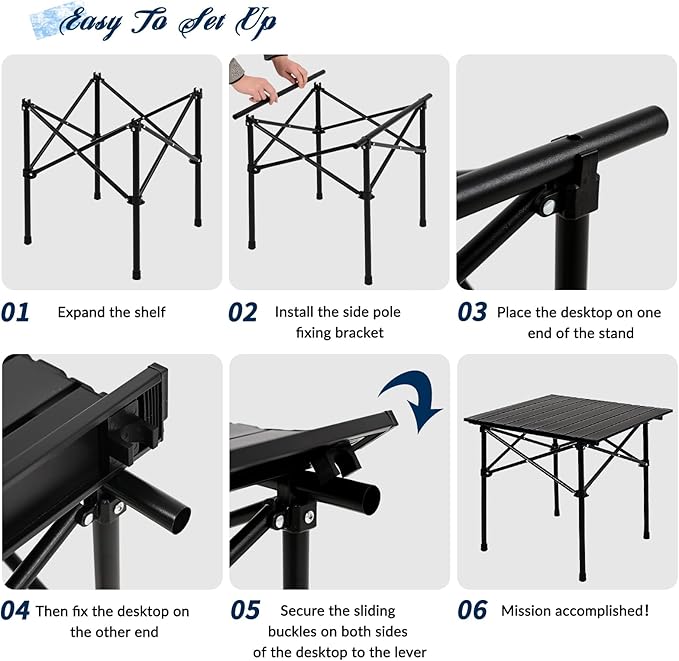 Camping Table Folding Portable Camp Table with 2 Chairs Folding Picnic Table with Carry Bag Indoor Outdoor for Camping Beach Patio RV Backyard BBQ Sturdy Stable Easy to Carry Black