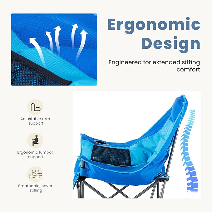 DUMOS Oversized Camping Chair for Adults - 450lbs Heavy Duty Folding Chair with Cup Holder &amp Side Pockets Portable Chair for Camping Fishing Hiking Picnic