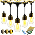 33FT Solar String Lights Outdoor Waterproof with USB Port &amp Remote Control Solar Patio Lights Long Last for 20+Hrs Dimmable Solar Power LED Shatterproof Bulbs solar lights for Camping Backyard Gar