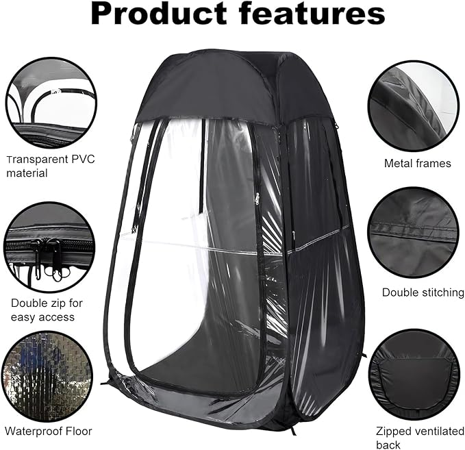 Portable Pop Up Sports Tent for 1 Person - 10 Second Instant Shelter with Clear View Wind &amp Rain Protection for Outdoor Games Fishing Camping Lightweight &amp Easy Carry