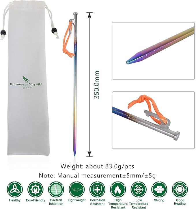 Boundless Voyage 6pcs/lot Titanium Alloy Tent Pegs Outdoor Camping Awning Tent Stakes Lightweight Hiking Climbing Tent Nail 24cm/30cm/35cm