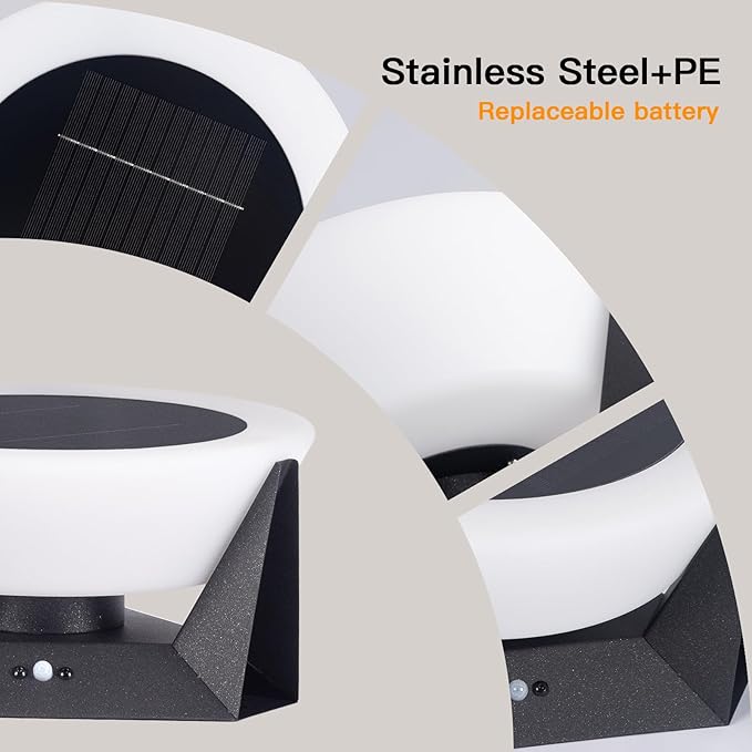 11 Solar Post Lights IP54 Waterproof Solar Pillar Lights Outdoor Dusk to Dawn Outdoor Lamp Post Light Stainless Steel Column Lighting for Posts Outside Deck Patio Garden E26 Bulb