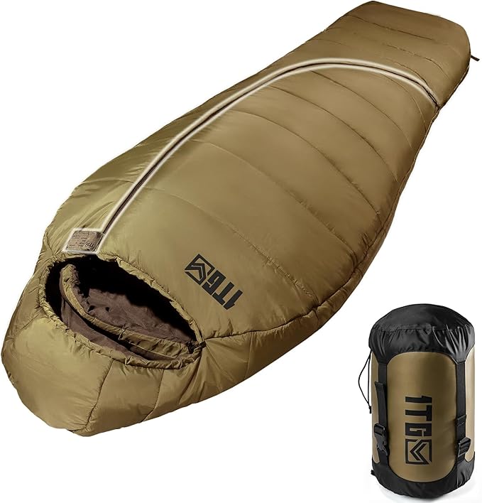 Mummy Sleeping Bag for Adults 25℉-36℉ Cold Weather Backpacking Sleeping Bag Lightweight 3-4 Season Winter Camp Bag with Adjustable Hood &amp Compression Sack Machine Washable