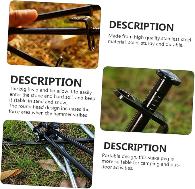 4Pcs Heavy Duty Steel Tent Stakes Multiuse Pegs for Outdoor Camping Awnings and Canopies Durable Construction Portable Design for Camping