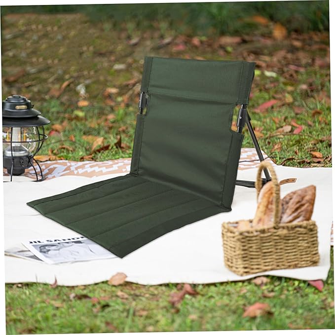 Yeory Folding Beach Chair - Breathable Stable Portable with Sponge Filling &amp Mesh Pocket - Lightweight Soft Sturdy - Olive Green