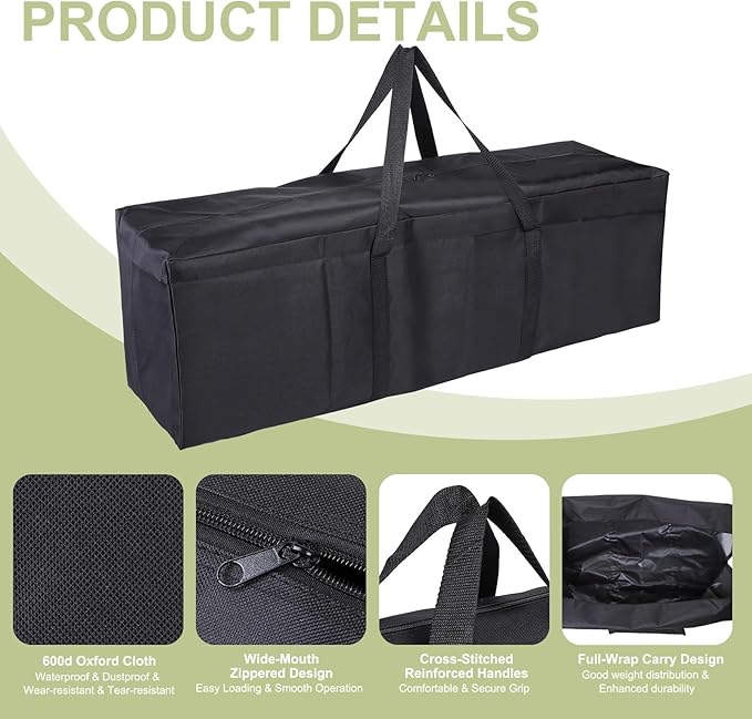 Camp Chair Replacement Bag Camping Folding Chair Storage Bag Large Zippered with Handle Strap 47 x 14 x 14 Inch Fit for Outdoor Travel Tent Storage (2 Pack Black)