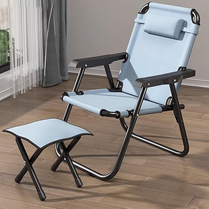 Outdoor Folding Dining Chairs Folding Lawn Chairs Camping Beach Chair Foldable Outdoor Sling Chairs Portable Chairs for Patio Backyard Camping and Porch (Color : /Blue Size : with Foo