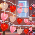 20 LED Valentine's Day Decorations Heart Lights 12Ft Heart String Lights Outdoor Waterproof with 20 LED Red Pink White Hearts Shaped with Glitter for Room Door Windows Fence Valentines Day Decor