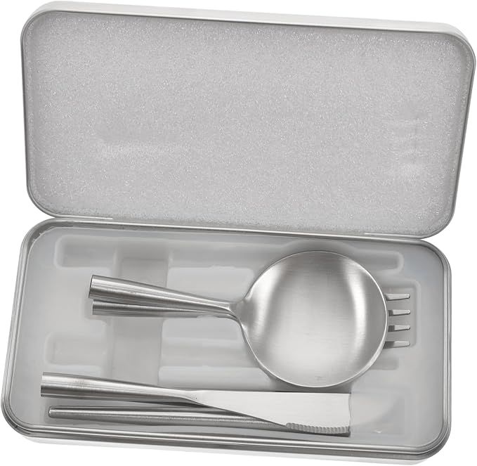 1set Portable Stainless Steel Camping Cutlery Utensils Detachable Fork Spoon Knife for Outdoor Dining Picnic Travel and School Dishwasher Safe