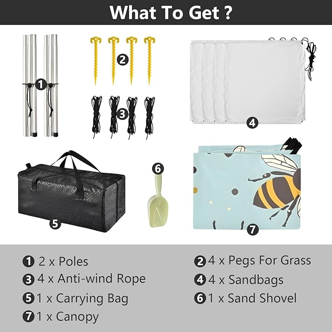 Bees Camping Sun Shelter Beach Tent Portable Beach Sun Shade Outdoor Canopy for Camping Trips Fishing Picnic
