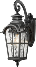 Outdoor Wall Sconce Lights Black Anti-Rust Wall Mount Light with Water Ripple Glass Aluminum Exterior Lights for Garager Doorway and Patio E26 Socket and Waterproof