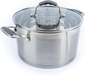 David Burke Stature Stainless Steel 6.25-Quart Dutch Oven with Glass Lid – Side handles Oven Safe - Brushed Gray