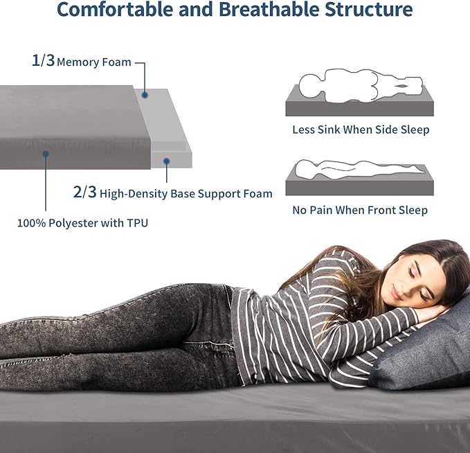 Memory Foam Camping Mattress PadPortable Roll Up Sleeping Pad for FloorCamping Car|Twin Single Kid Cot Outdoor Guest BedRemovable Waterproof Cover Travel Bag