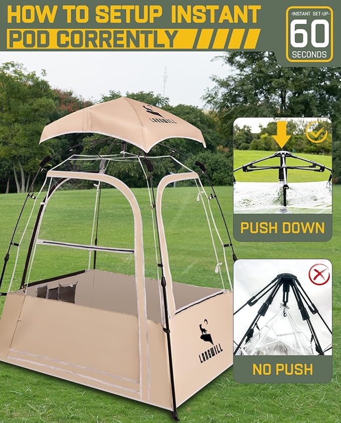 Pod All Weather Sports Tent Outdoor Pop Up Bubble Clear 540° View Winter Tent for 1-2 Person Instant Cold Weather Shelter with Rainfly for Soccer Football Softball &amp Other Sports Events