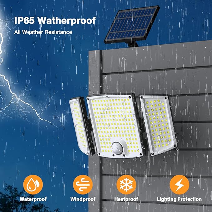 Onforu Solar Lights Outdoor 3500LM 278 LEDs Split Motion Sensor Flood Lights with 16.4 ft Cable 3 Modes IP65 Waterproof Security Lights with Remote Control for Yard Pathway Pool Garage 4 Pack