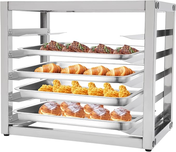 Pan Rack 5-Tier Tabletop Stainless Steel Baking Tray Racks with 4-Non-slip Feet and Allen Key Portable Floor Mount Bakery Rack Commercial Sheet Pan/Bun Pan Rack for Bakeries (21 x 13 x 18 inches)