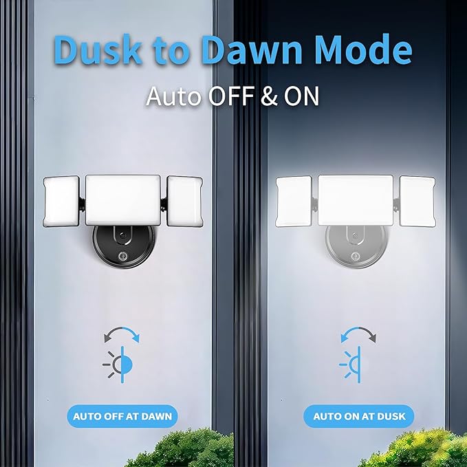 Olafus 80W Flood Lights Dusk to Dawn Outdoor Lighting IP65 Waterproof LED Security Light with Photocell 8000LM Dusk Dawn Outside Light 6500K Black Exterior Floodlight for Yard Garden Porch