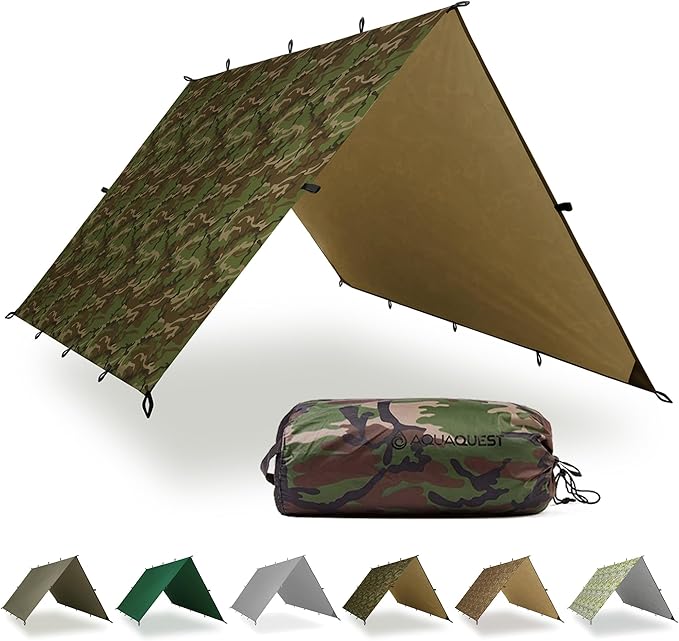 AquaQuest Safari Tarp – Lightweight Waterproof (5000mm) Seam-Taped Ripstop Rain Fly for Backpacking Thru-Hiking &amp Hammock Camping