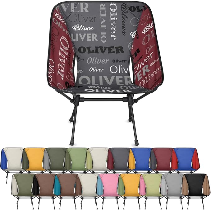 Custom Camping Chair Personalized Outdoor Foldable Chair with Name Lightweight Waterproof Backpacking Chair for Beach Hiking Motorcycle Travel