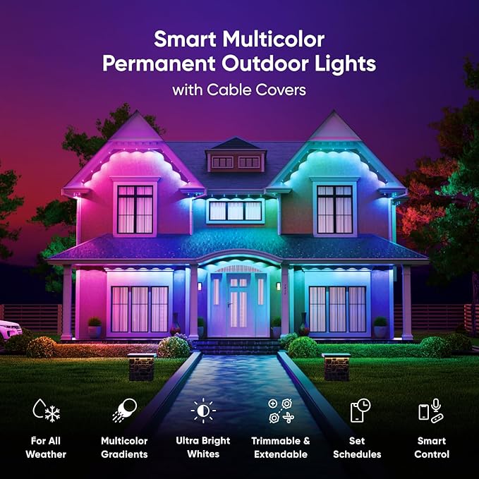Nanoleaf Matter Permanent Outdoor Lights Smart RGBCW Outdoor String Lights for Daily &amp Accent Lighting IP67 Waterproof Compatible with Alexa Google Home Multiple Scene Modes 49ft (15m)