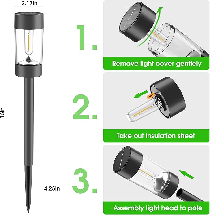 Solar Lights Outdoor 12 Pack Waterproof Solar Landscape Lighting for Pathway Garden Yard Path Walkway Driveway Lawn Patio Outside Decor Cool White