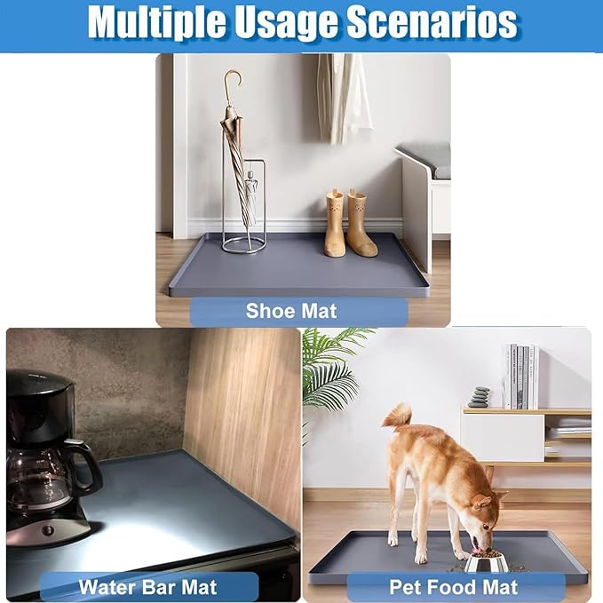 Dishwasher Drain Pan Mat Washing Machine Tray with Raised Edged Portable Nonslip Silicone Under Dishwasher Drip Flexible Dishwasher Drying Mat