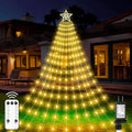 Christmas Decorations Star Lights Outdoor 23ft 11 Strand 818 LED Waterfall Tree Lights with 8 Modes Timer Remote Plug in Christmas Lights for Indoor Yard Patio Home Holiday Party Decor Warm White