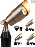 PARTPHONER Solid Brass Low Voltage Landscape Lighting Wired 12V LED Landscape Spotlights with Aluminum Housing MR16 Bulb Heavy Duty Outdoor Waterproof Up Lights for Garden Yard Trees 4Pack