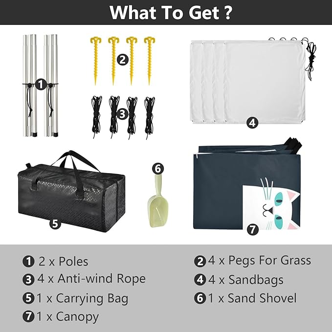 Cute CatCamping Sun Shelters 9.2 x 10.5 FT Beach Canopy Tent Sun Shade with Carrying Bag for Camping Trips Fishing Backyard Fun or Picnics 21341660