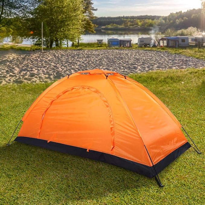 SUNGOOYUE Camping Tent Set Portable Single Person Outdoor Tent Building Kit with Tent Rods Tent Pegs &amp Storage Bag for Camping or Anti-Epidemic Orange SUNGOOYUE14iun76sep-11