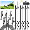 Tinnmao 6-Pack 17.7 Tent Stakes Heavy Duty with 8 Ratchet Tie Down Straps (1/8 φ) Kit for High Wind 8mm Solid Steel Spiral Ground Anchors Screw in for Tarp | Canopy | Sand Beach Camping Tent