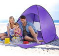 Pop Up Beach Tent Sun Shade Shelter Anti-UV Automatic Beach Tent Canopy for 2-3 People with Net Window Carry Bag for Park Camping (Purple)