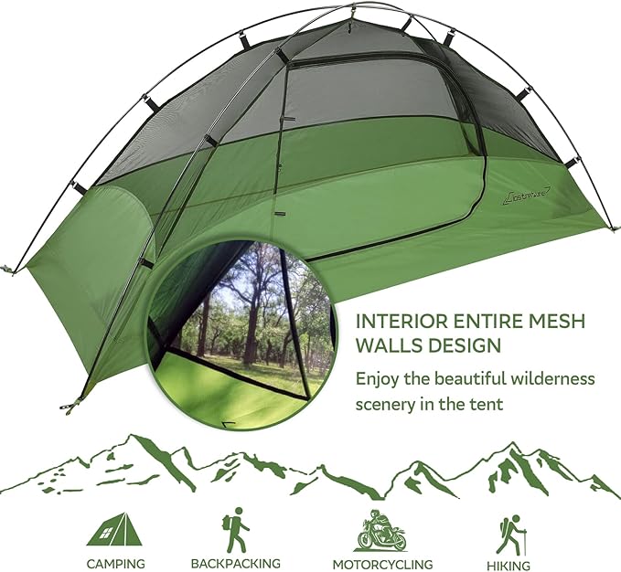 Clostnature Lightweight Tent for Backpacking - 1/2/3/4 Person Ultralight Backpacking Tent Waterproof Easy Setup Camping Tent Hiking Tent for Outdoor Hiking and Mountaineering