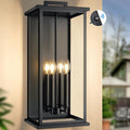 Dusk To Dawn Extra Large Outdoor Wall Lantern-4 LightOutdoor Wall Light Fixtures For Patio PorchBlack Exterior Wall SconceWaterproof Outside Garage LightsE12 Base1 Pack24H*10.2L*9.8W