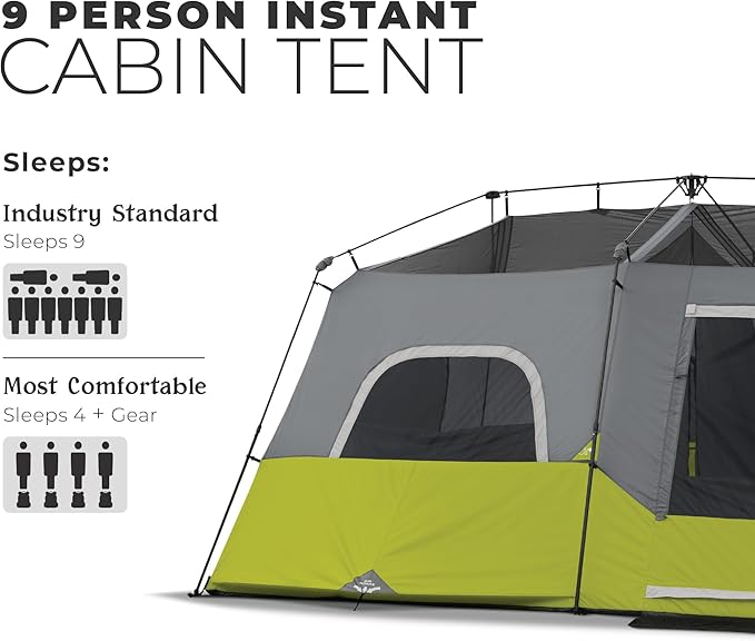 Core 9 Person Instant Cabin Tent - 14' x 9' Green (40008)