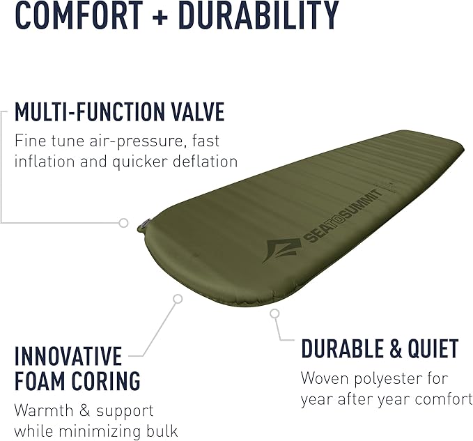 Sea to Summit Camp Plus Self-Inflating Foam Sleeping Mat for Camping Tapered - Regular (72 x 20 x 3 inches)