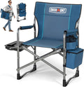 Overmont Oversized Lightweight Camping Chair - Portable Comfortable Heavy Duty Foldable Directors Chairs with Side Table &amp Cooler Bag for Outside Camp Beach Picnic Lawn and Fishing Supports 400lbs