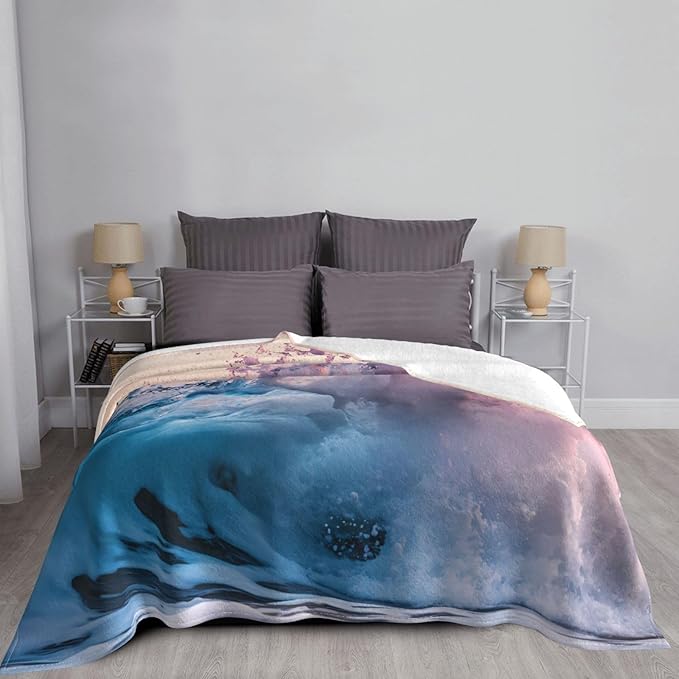 Ink Splash Waves Soft Fleece Blanket 60 * 50 inch Soft Sofa Blanket Suitable for Sofa Camping Travel Night Cover Blanket