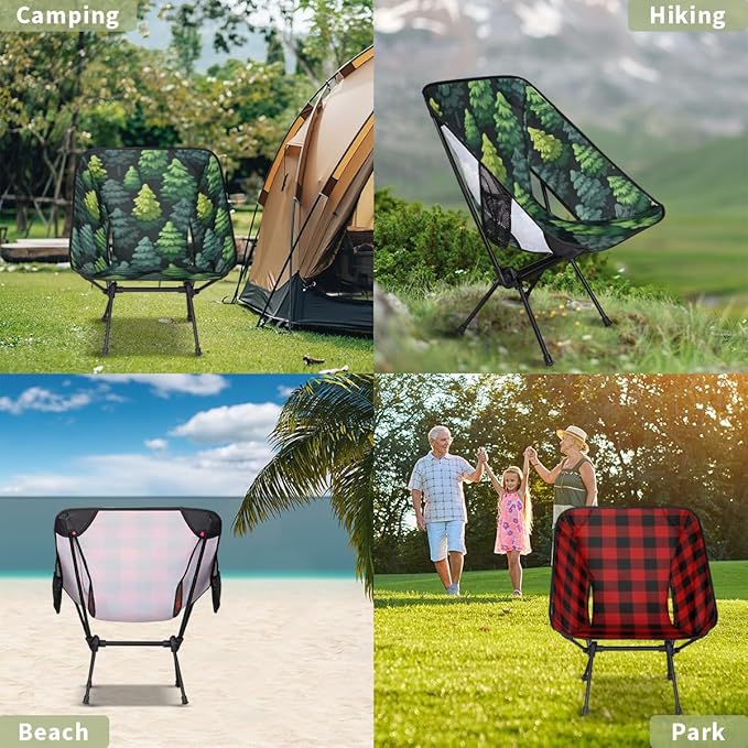 Custom Camping Chair with Photo &amp Text Personalized Outdoor Lightweight Foldable Backpacking Chair with Side Pockets for Patio Beach Fishing
