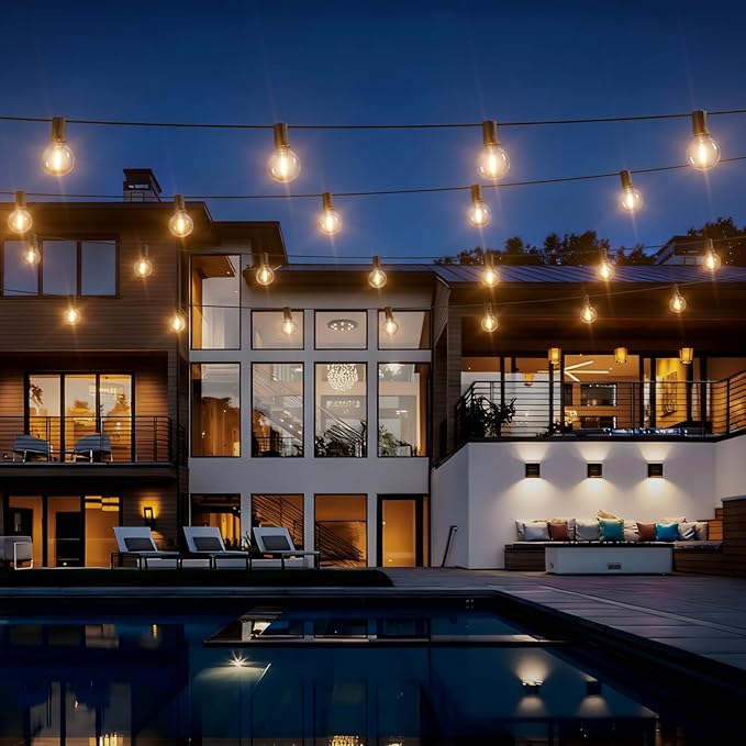 Svater Solar Outdoor String Lights 75 FT G40 Patio Lights Shatterproof Dimmable Vintage Edison Bulbs Solar Powered Weatherproof Light for Patio Backyard Garden Bistro Warm White