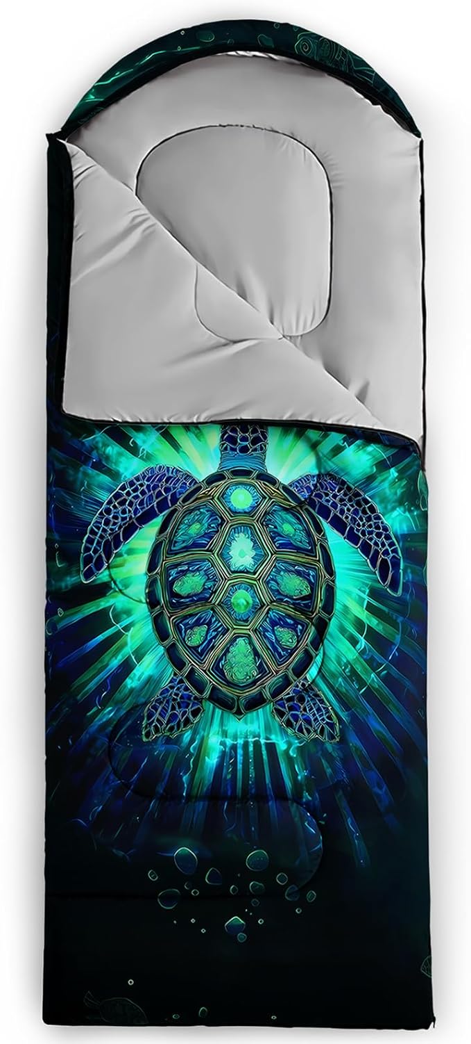 AILONEN Sports Basketball Sleeping Bag for Kids BoysWarm and Cool WeatherLightweightWaterproof Backpacking3D Galaxy Ball Print Sleeping Bag for Camping
